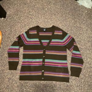 Brown mutli colored stripe sweater